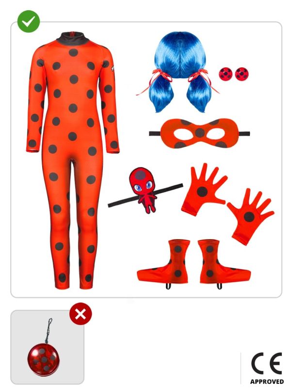 kostum pikapolona miraculous za otroke komplet z lasuljo in plisastim tikkijem